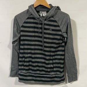 Adidas athletic striped hoodie sweatshirt